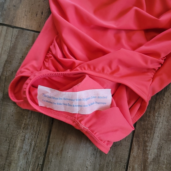 NWT Rouched Pink Halter One Piece swim suit - Picture 2 of 5